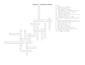 Genetics Crossword Review 2012