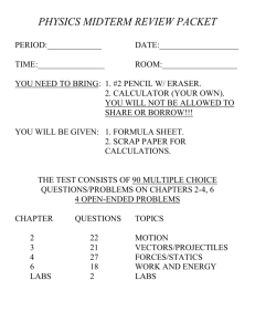 physics midterm review packet