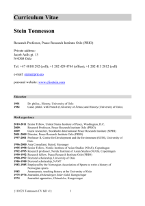 110223 Tonnesson CV full - the Department of Peace and