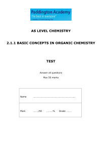 AS LEVEL CHEMISTRY 2.1.1 BASIC CONCEPTS IN ORGANIC