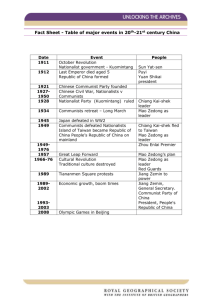 Fact Sheet - Table of major events in 20th