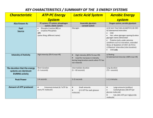 key characteristics / summary of the 3 energy