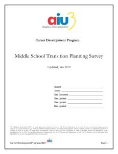 AIU Middle School Transition Planning Survey