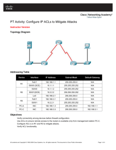 CCNA Security PT Activity: Configure IP ACLs to Mitigate Attacks
