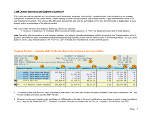 CC Revenue and Expense Summary