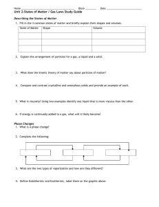 Physical Science Chapter 3: States of Matter Worksheet 3