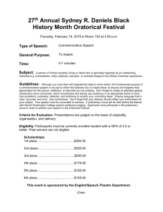 Entry Form for Sydney R. Daniels Black History Month Oratorical