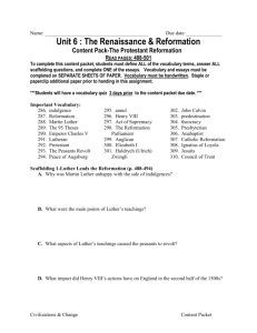 Unit 6, Content Pack, part 2, Reformation