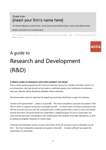 Research and development (R&D) relief