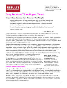 Drug Resistant TB Is an Urgent Threat