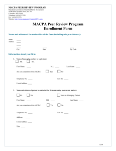 MACPA PEER REVIEW PROGRAM Maryland Association of