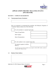 application for msc malaysia status (incubator)