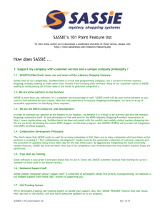 How does SASSIE - SASSIE Mystery Shopping Systems