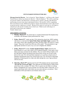 UPCNS MARCH NEWSLETTER 2012 Message from the Director