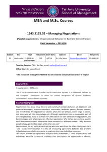 MBA and M.Sc. Courses 1243.3125.02 – Managing Negotiations