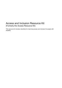Access and Inclusion Resource Kit - Introduction