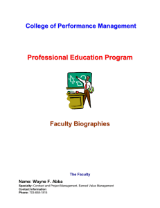 Faculty Bios - College of Performance Management