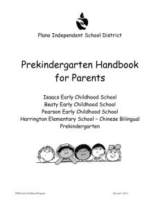 Pre K Parent Handbook - Plano Independent School District