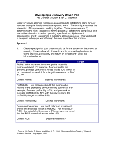 Worksheet: Developing a Discovery Driven Plan
