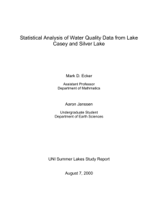 Statistical Analysis of Water Quality Data from Lake Casey and