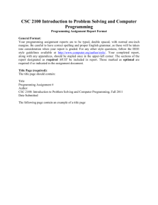 Programming Assignment Report Format