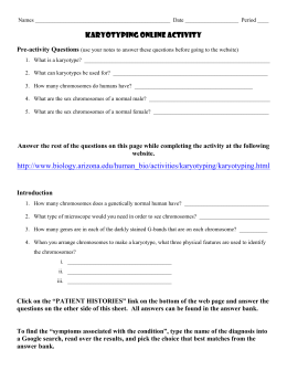 Chromosomal Abnormalities Worksheet