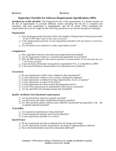 General review requirement sheet for the client