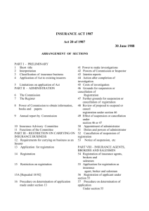 Mauritius Laws 1996 Vol 3 INSURANCE ACT 1987 Act 20 of 1987
