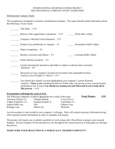 (Company Study) Project Criteria Sheet