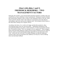 FREDERICK HERZBERG: TWO FACTORS OF MOTIVATION