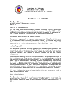 Independent Auditor's Report - Philippine Aerospace Development
