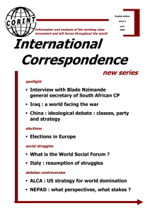 CORRESPONDANCES INTERNATIONALES