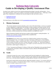 Guide to Developing a Quality Assessment Plan