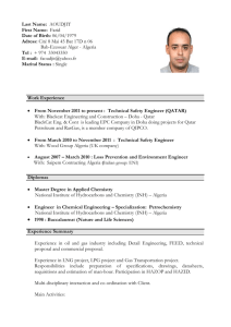 Work Experience From November 2011 to present : Technical Safety