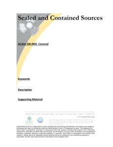 Module 1: Sealed and Contained Sources
