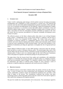 Orientation Paper on future Cohesion Policy