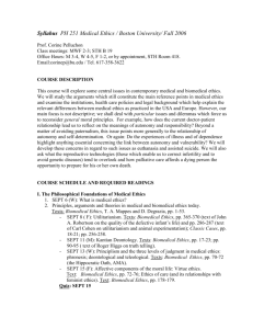 Syllabus PH 251 Medical Ethics / Boston University/ Fall 2006