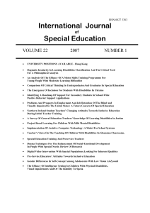 ISSN 0827 3383 - International Journal of Special Education