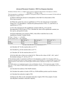 Advanced Placement Chemistry: 1983 Free Response Questions