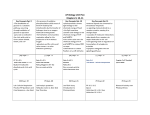 AP Biology Unit Plan Chapters 9, 10, 11 Key Concepts Cpt. 9 +The