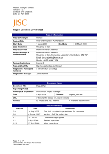 JISC Project Plan - Information Systems Security Group