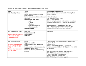 NUR 3138C NRC Skills Lab and Class Weekly Schedule