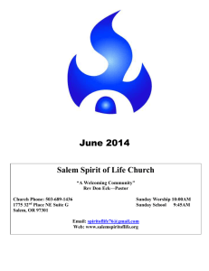 June 2014 A Message From The Pastor Dear Friends, From The