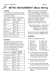 METRIC MEASUREMENT Sheet 8