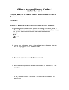 AP Biology: Anatomy and Physiology Worksheet #1