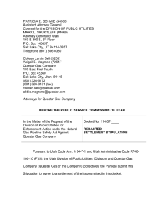 Redacted Settlement Stipulation - Utah Public Service Commission