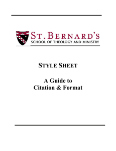 (SBSTM) Style Sheet - St. Bernard's School of Theology & Ministry