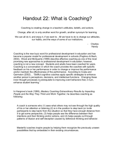 Handout 22: What is Coaching? - Professional Learning Library