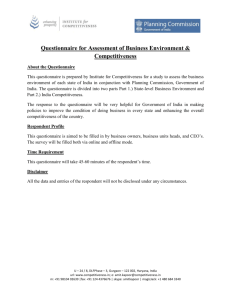 Questionnaire for Assessment of Business Environment