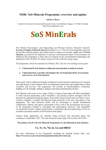 NERC SoS Minerals Programme: overview and update